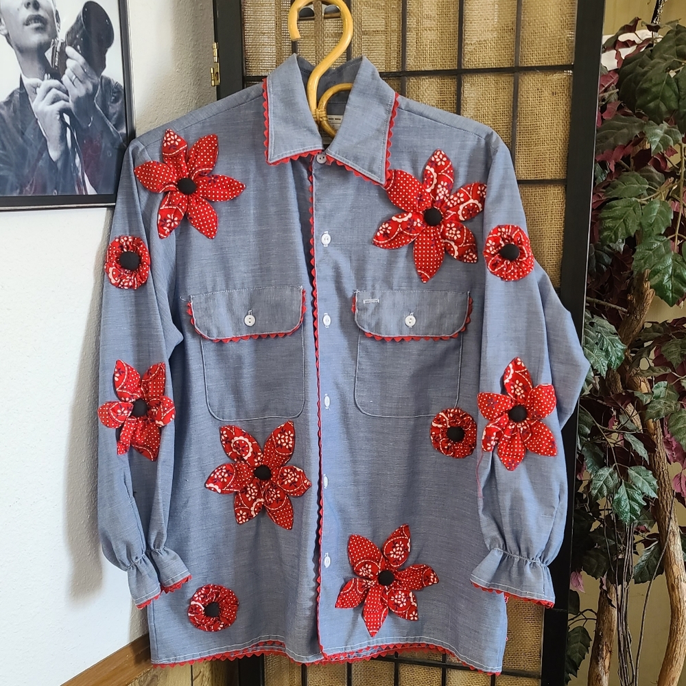 Vintage Big Mac Patchwork Small Top With Flower B… - image 1